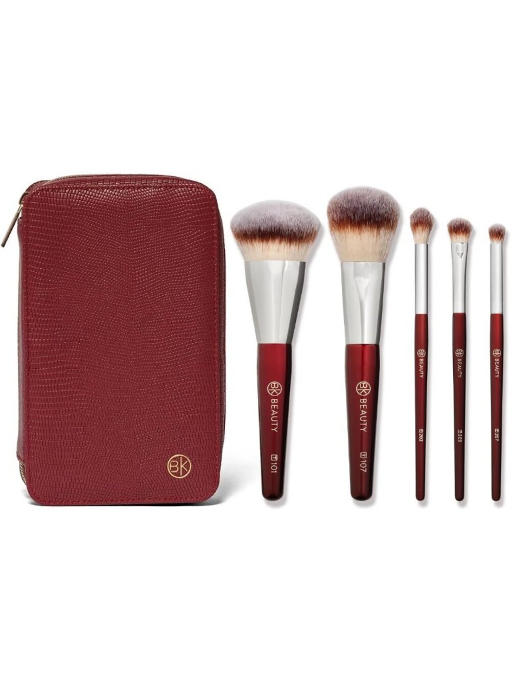 Travel Makeup Brush Set with Pouch - 5 Essential Face & Eye Brushes for Flawless